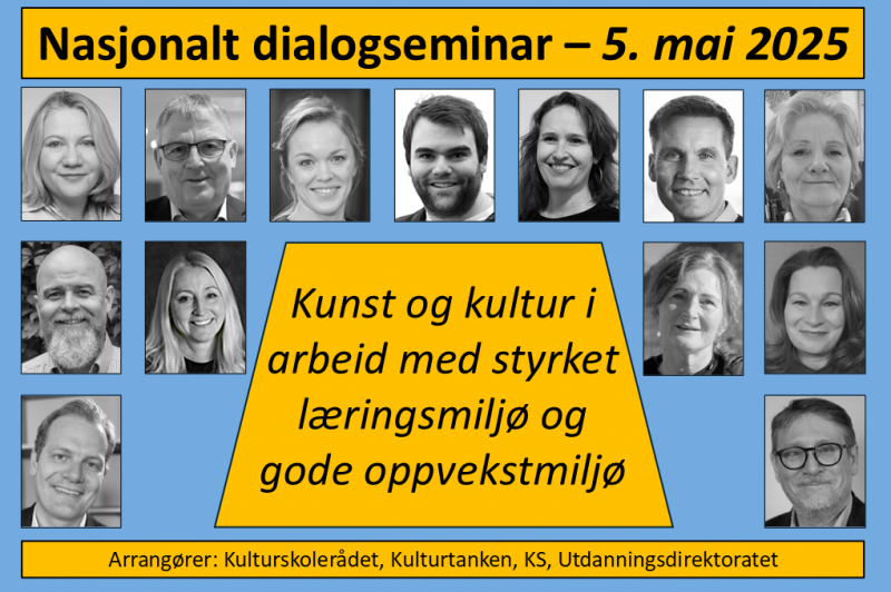 Kollasj som viser bidragsytere på dialogseminar.