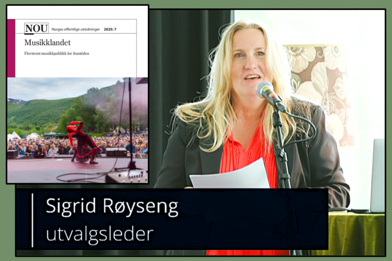Utvalgsleder Sigrid Røyseng og rapportens forside.